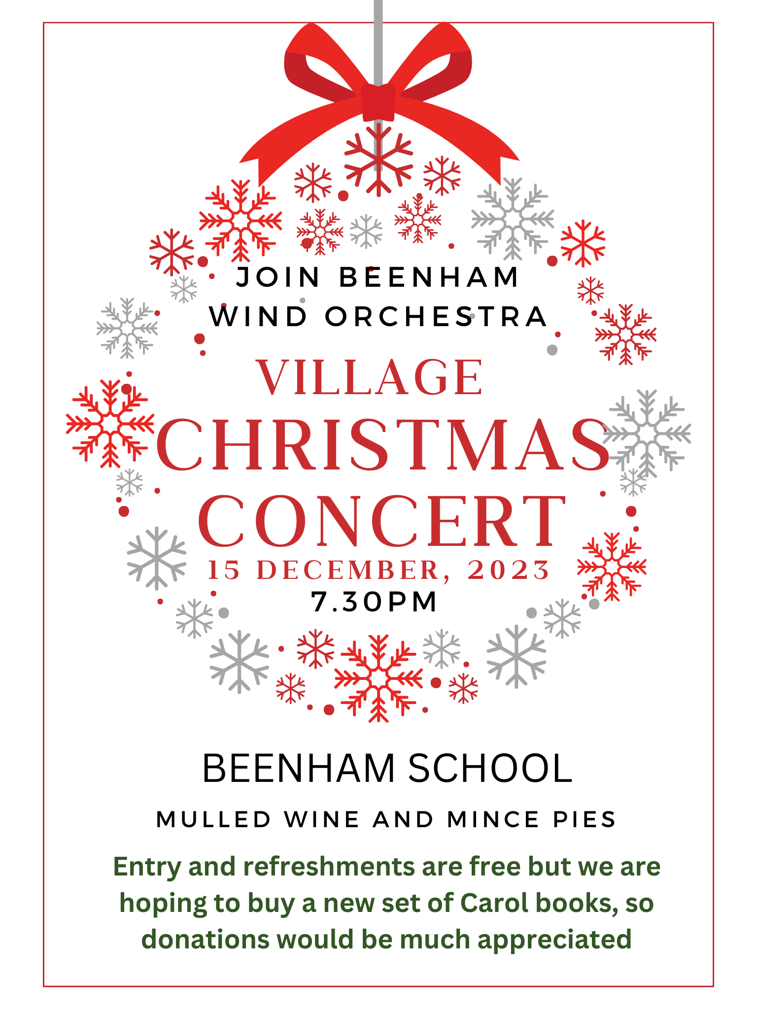 Christmas Carols, Beenham Primary School, 7.30pm Christmas Carols, Beenham Primary School, 7.30pm
